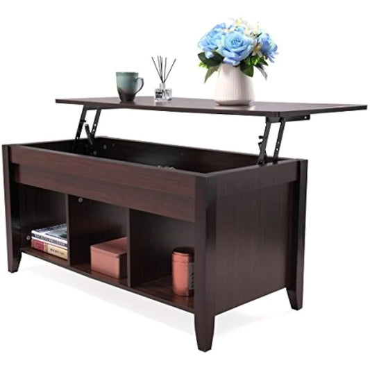 Solid Wood Lift-Top Coffee Table with Storage Compartment