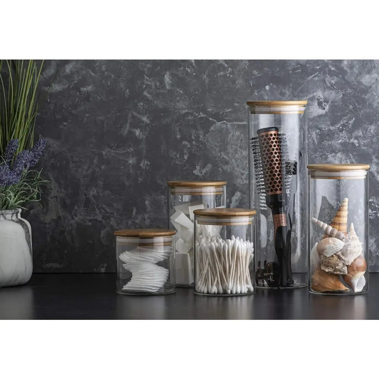 5-Piece Glass Canister Set with Bamboo Lids