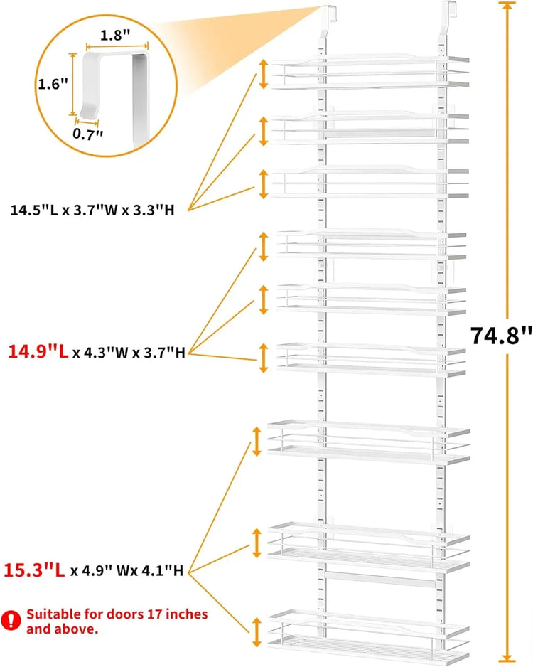 White 9-Tier Over-the-Door Pantry Organizer Rack