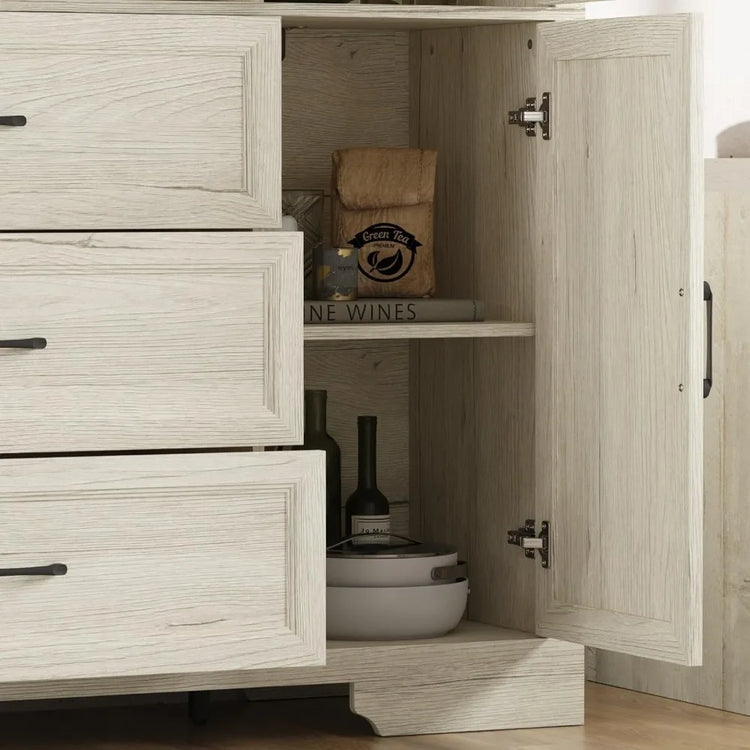 Modern Storage Cabinet with Hutch and Drawers