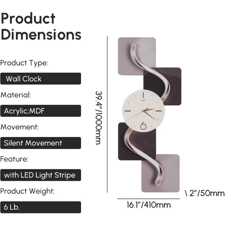 Modern Abstract Wall Clock with LED Illumination