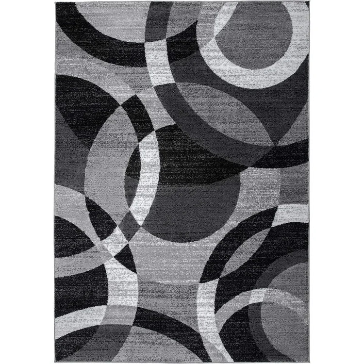 Gray Abstract Circle 12x15 Area Rug