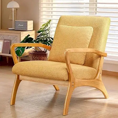 Mid-Century Modern Accent Chair with Lumbar Pillow