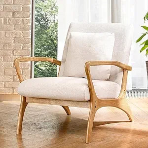 Mid-Century Modern Accent Chair with Lumbar Pillow
