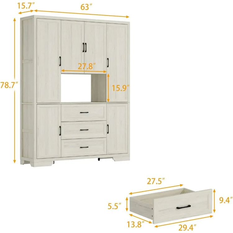 Modern Storage Cabinet with Hutch and Drawers