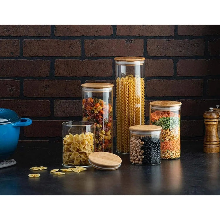 5-Piece Glass Canister Set with Bamboo Lids