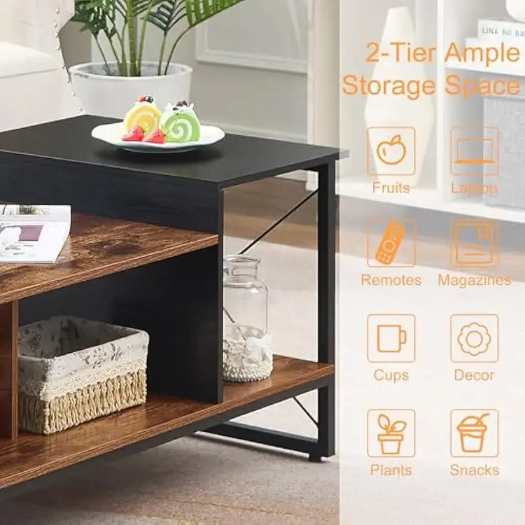 2-Tier Coffee Table with Storage Shelf