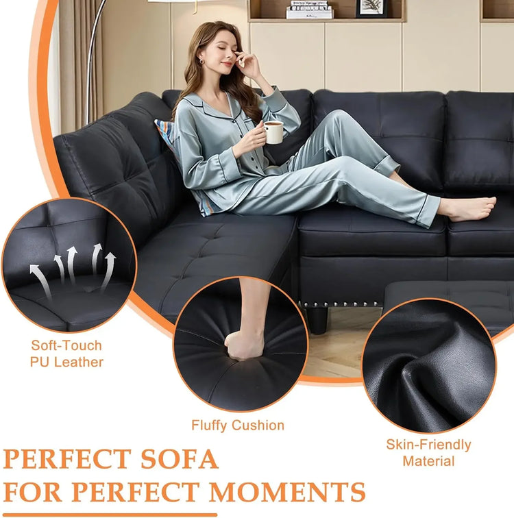 Modern 4-Seat L-Shaped Sectional Sofa