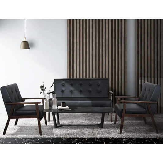 3-Piece Sofa Set with Loveseat & Accent Chairs