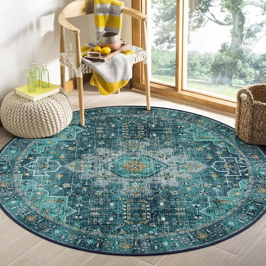 Ultra-Thin 4 ft Round Oriental Rug