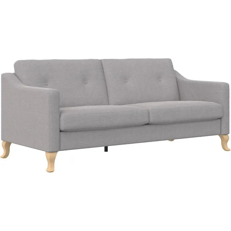 Light Gray Linen Sofa with Pocket Coil Cushions