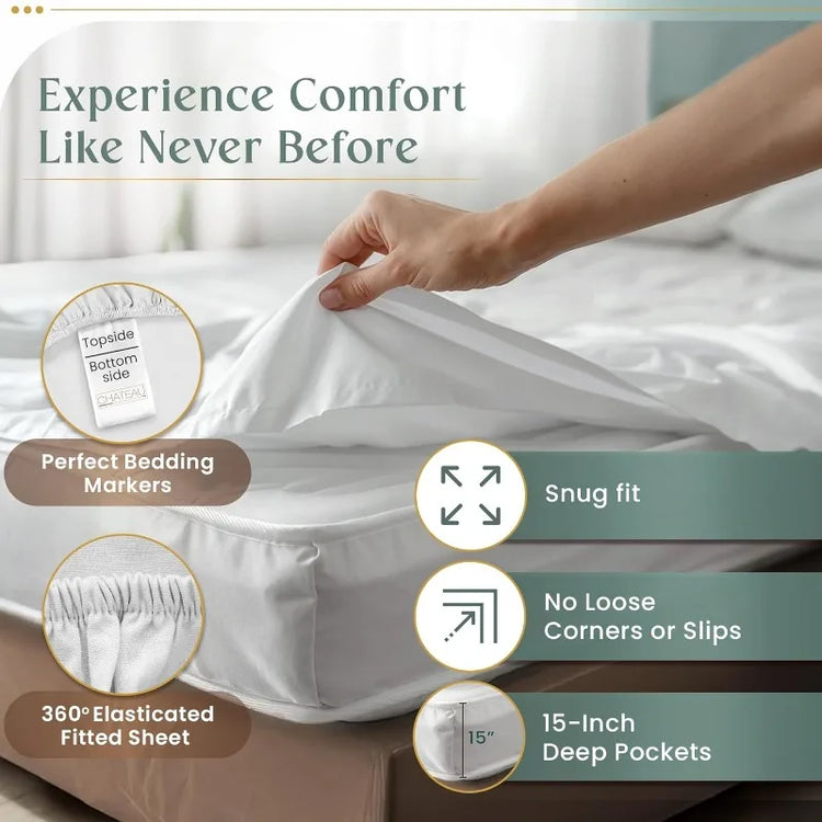 White Egyptian Cotton Queen Sheet Set