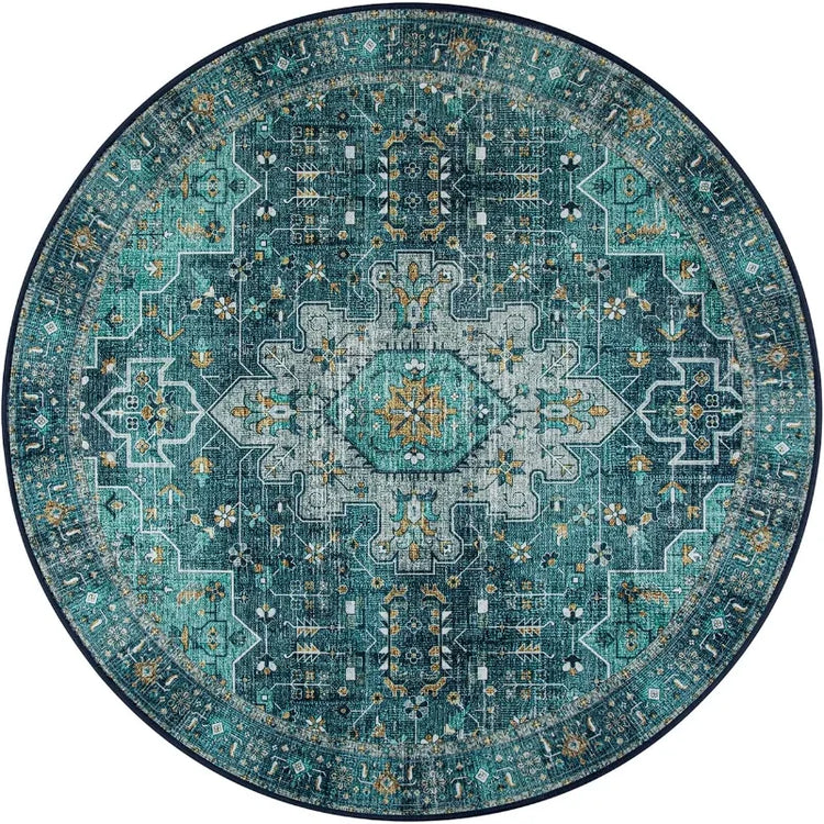 Ultra-Thin 4 ft Round Oriental Rug