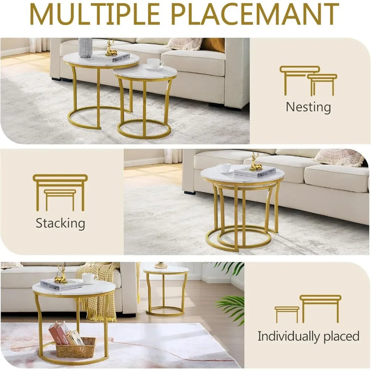 Round Nesting Coffee Tables Set of 2