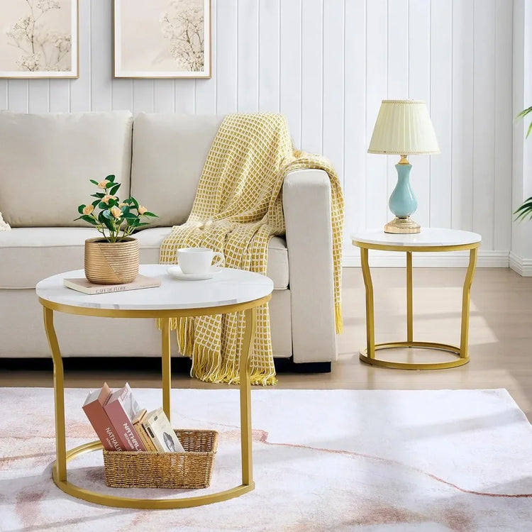 Round Nesting Coffee Tables Set of 2