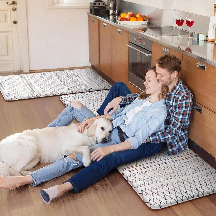 2-Piece Boho Cushioned Anti-Fatigue Kitchen Mats