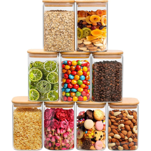 9-Piece 37oz Square Glass Canister Set with Lids