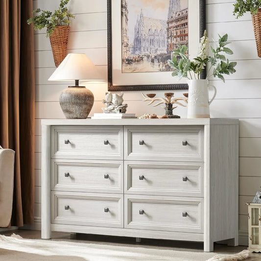 Farmhouse 6-Drawer Dresser with Rustic Wood Finish