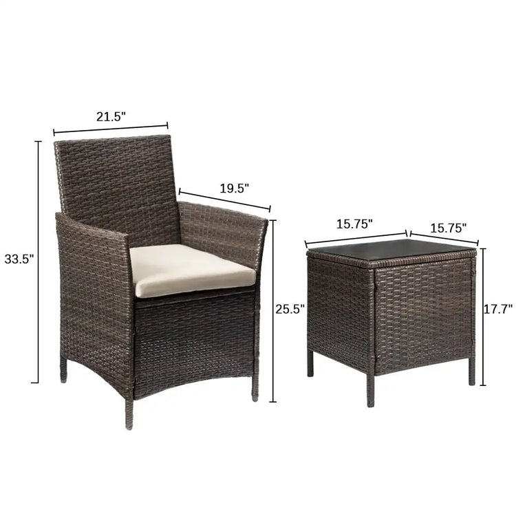 3-Piece Rattan Patio Set