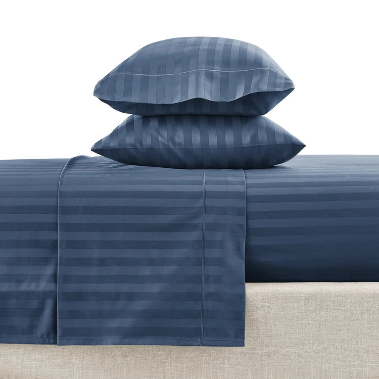 Navy Stripe Egyptian Cotton Full Sheet Set