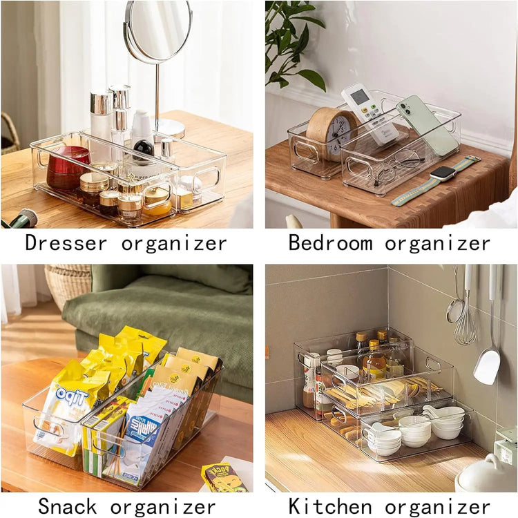 7-Piece Clear Fridge Organizer Bins with Handles