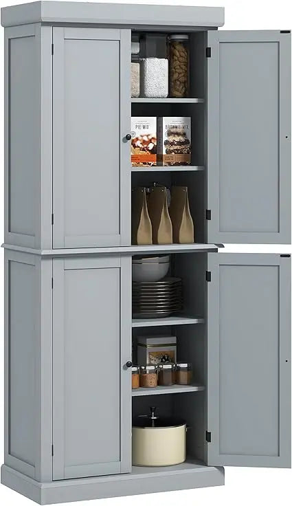 Tall Kitchen Pantry Cabinet with Doors & Shelves