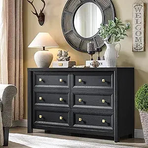 Farmhouse 6-Drawer Dresser with Rustic Wood Finish