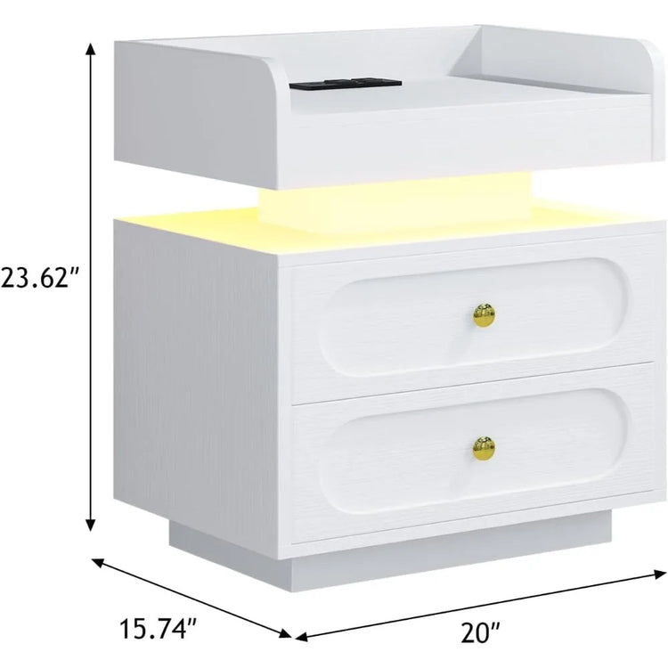 Modern LED Nightstand with Charging Station