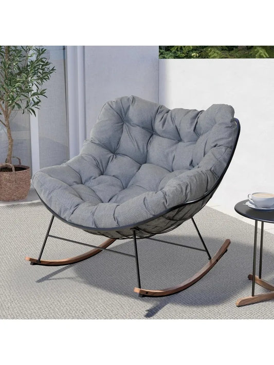 Outdoor Papasan Rocking Chair with Cushion