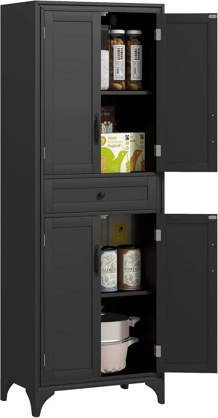 Tall Kitchen Pantry Cabinet with Drawer & Adjustable Shelves