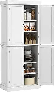 Tall Kitchen Pantry Cabinet with Doors & Shelves