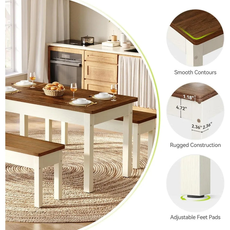3-Piece Farmhouse Dining Set for Small Spaces