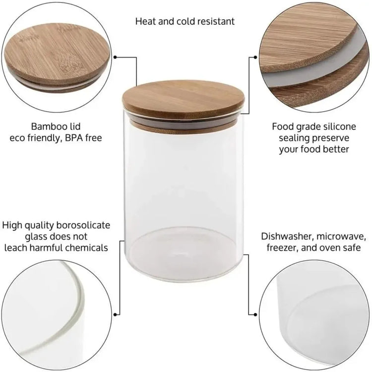 5-Piece Glass Canister Set with Bamboo Lids