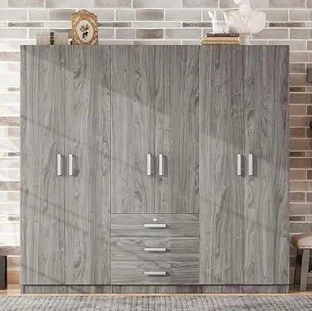 6-Door Armoire Wardrobe with Drawers and Shelves