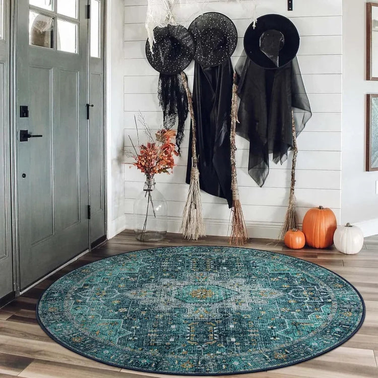 Ultra-Thin 4 ft Round Oriental Rug
