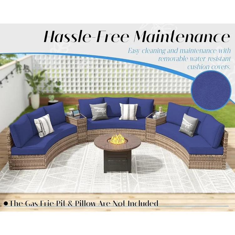 3-Piece Half-Moon Sectional Sofa Patio Set