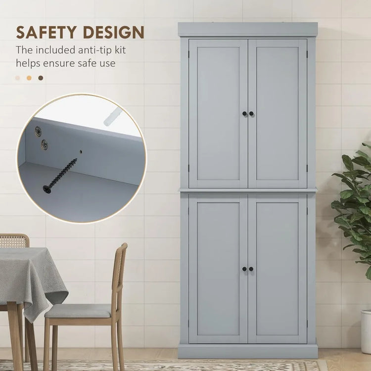 Tall Kitchen Pantry Cabinet with Doors & Shelves