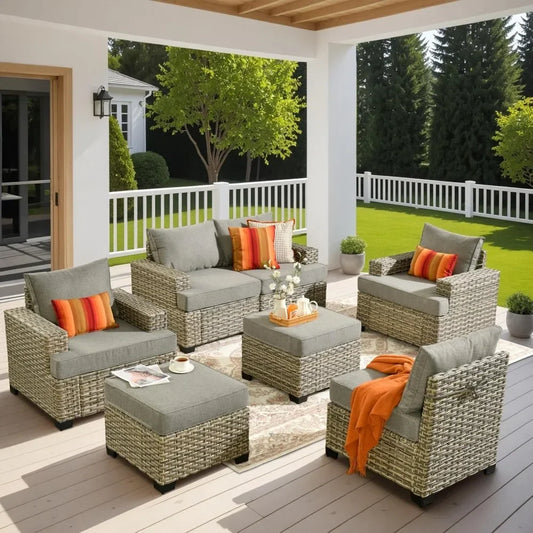 7-Piece Wicker Outdoor Sectional Sofa Set