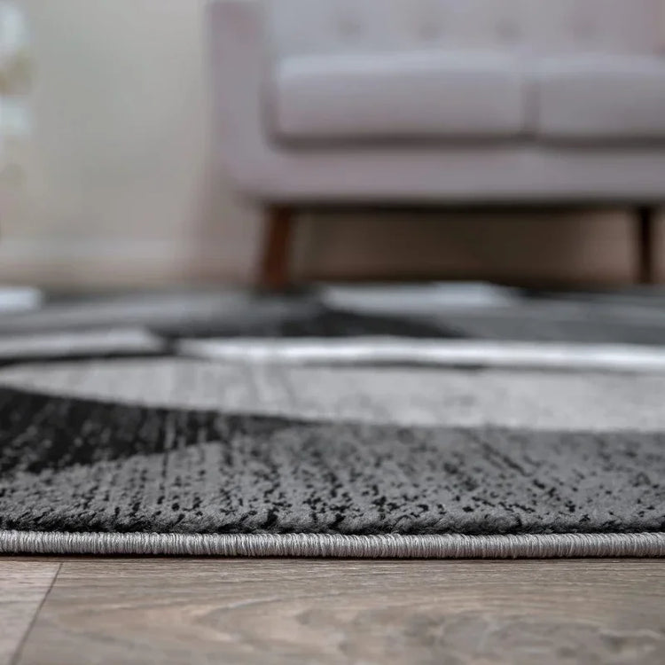 Gray Abstract Circle 12x15 Area Rug