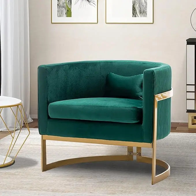 Velvet Barrel Accent Chair with Gold Legs