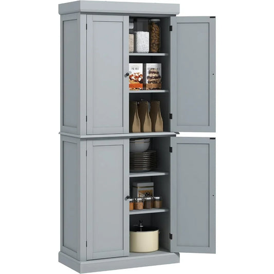 Tall Kitchen Pantry Cabinet with Doors & Shelves