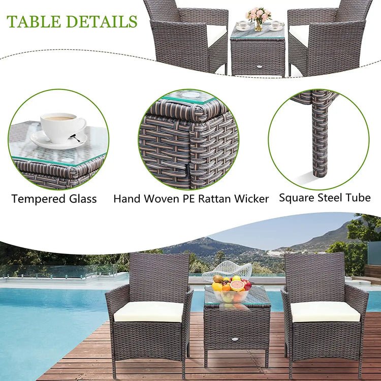 3-Piece Rattan Patio Set