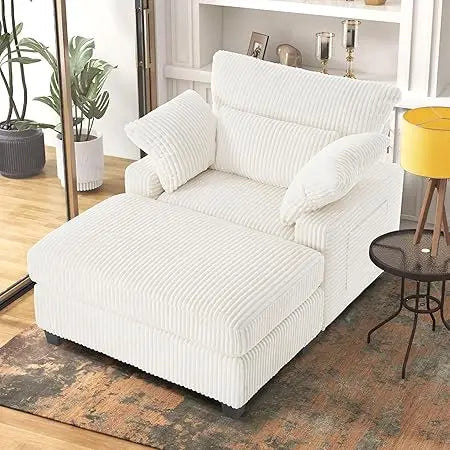 Oversized Indoor Chaise Longue Chair with Ottoman