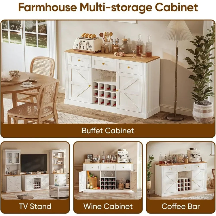 Farmhouse Wine Bar Cabinet with Storage