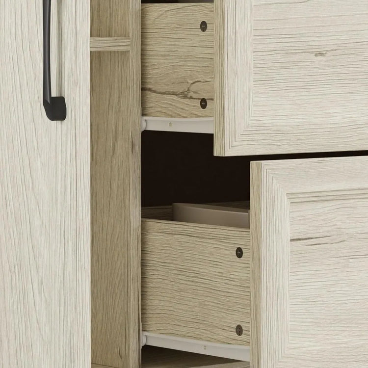 Modern Storage Cabinet with Hutch and Drawers