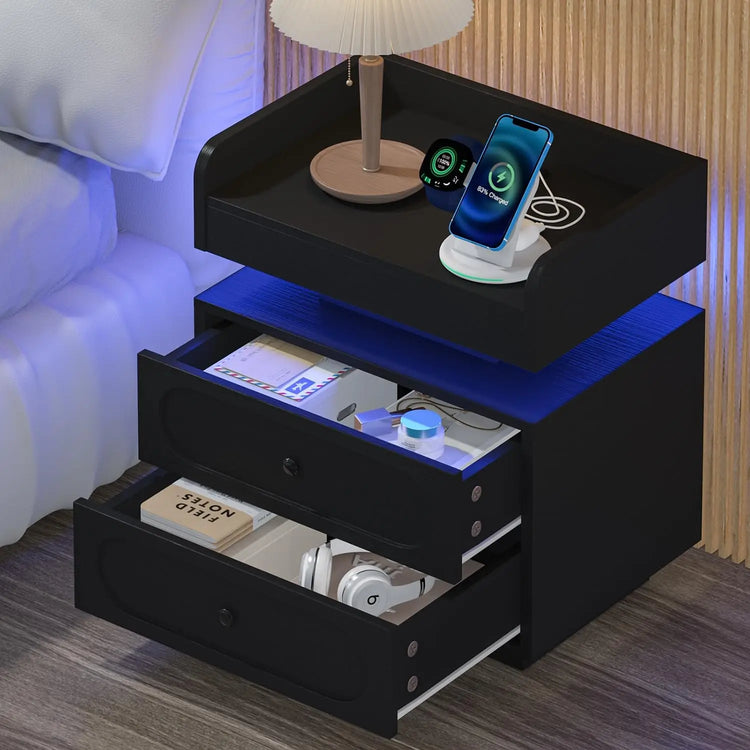 Modern LED Nightstand with Charging Station