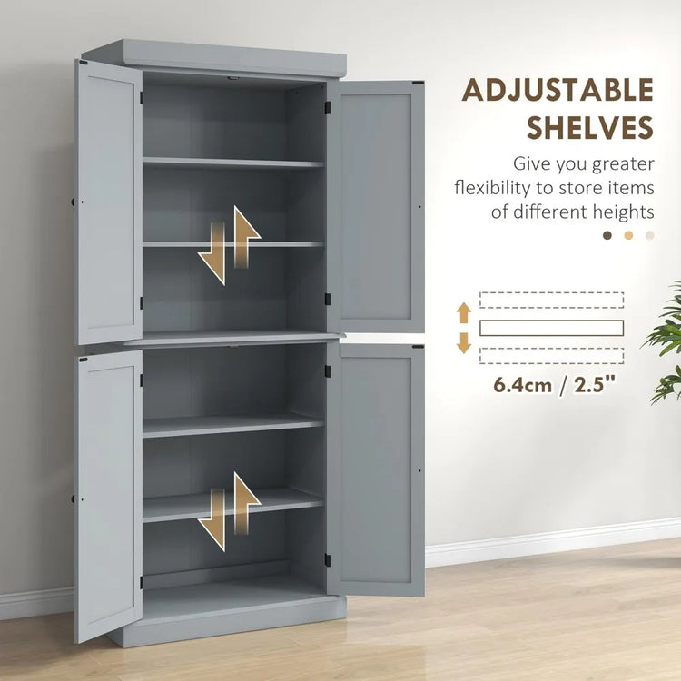Tall Kitchen Pantry Cabinet with Doors & Shelves