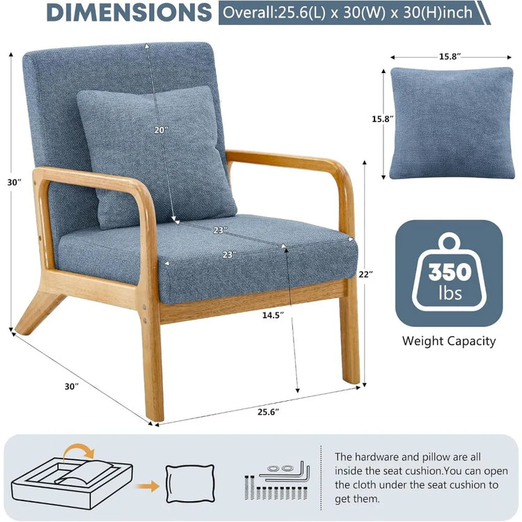 Mid-Century Modern Accent Chair with Lumbar Pillow