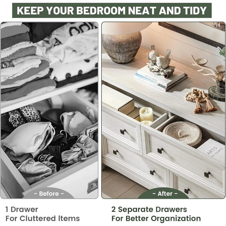 Farmhouse 6-Drawer Dresser with Rustic Wood Finish