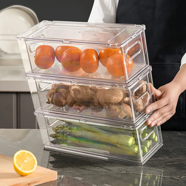 7-Piece Clear Fridge Organizer Bins with Handles
